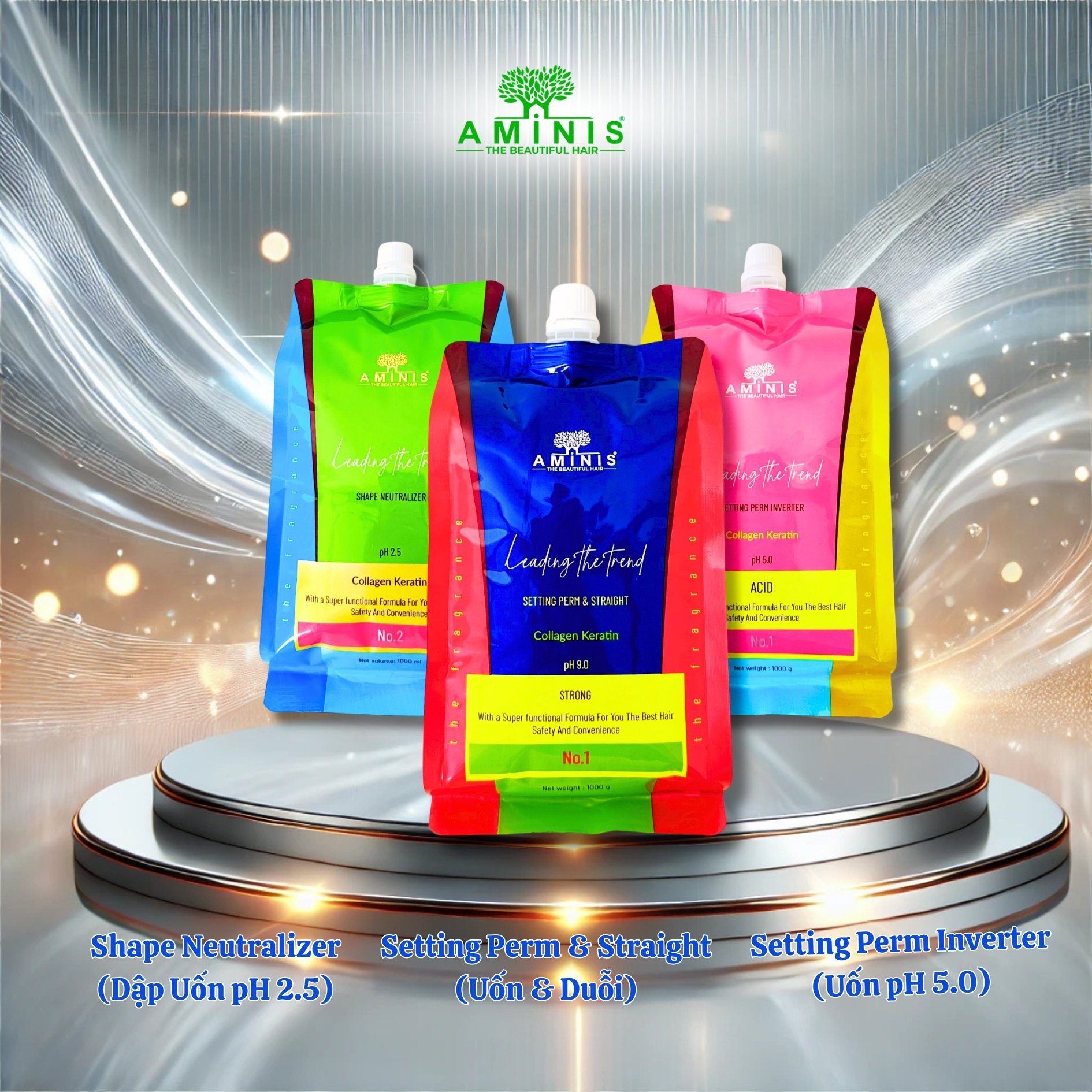 Bộ 3 Sản Phẩm Uốn Tóc Aminis