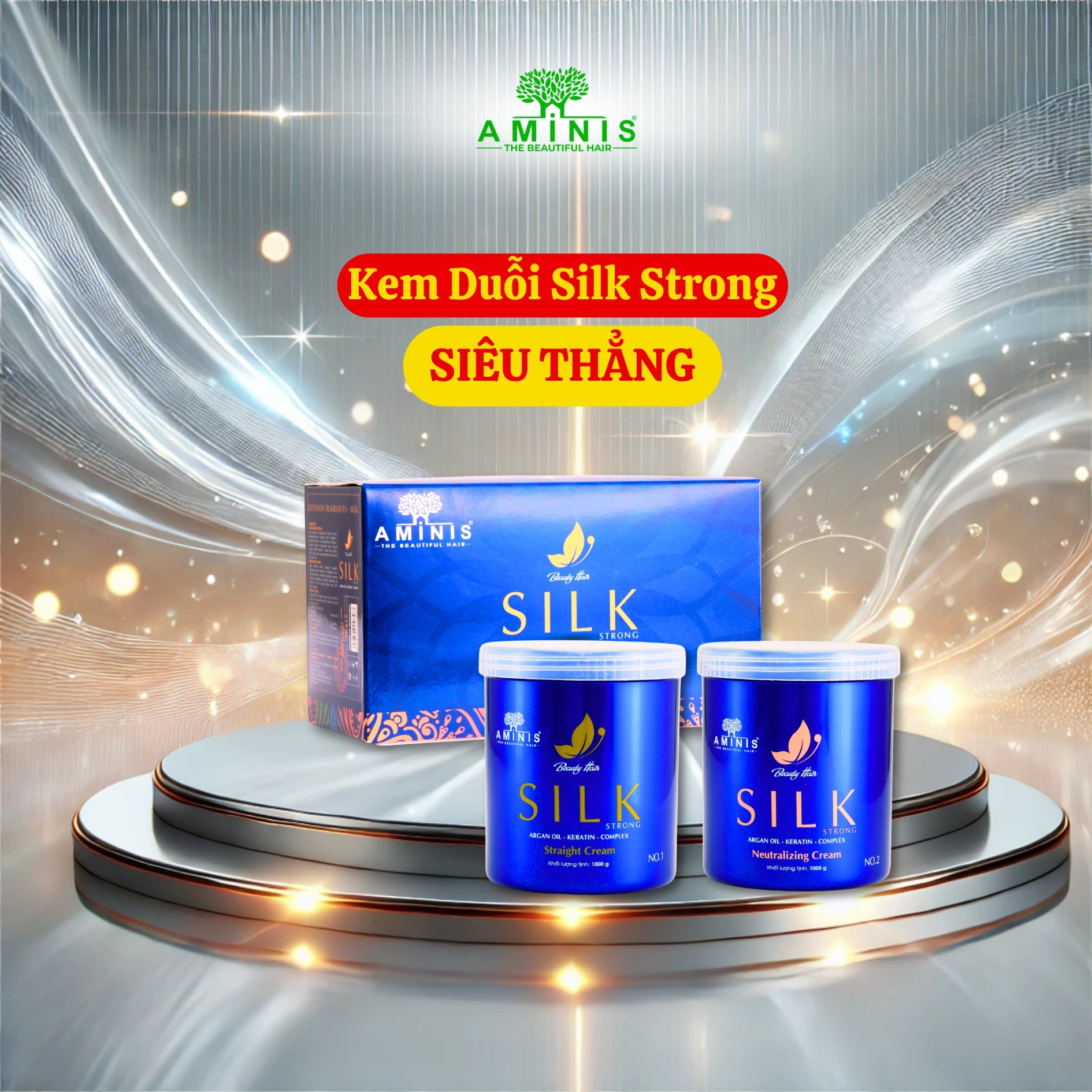 Bộ Kem Duỗi Tóc Aminis Silk Strong